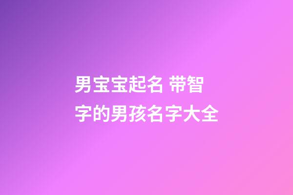 男宝宝起名 带智字的男孩名字大全